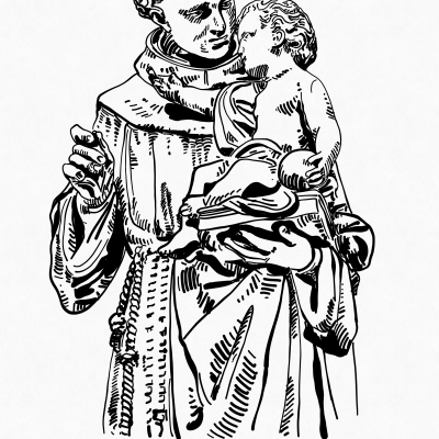Mönch mit kleinem Kind (Kathedrale Saint-Denise, erbaut ab 1137)